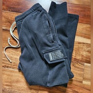 Men's Black Cargo Joggers with Patch Detail